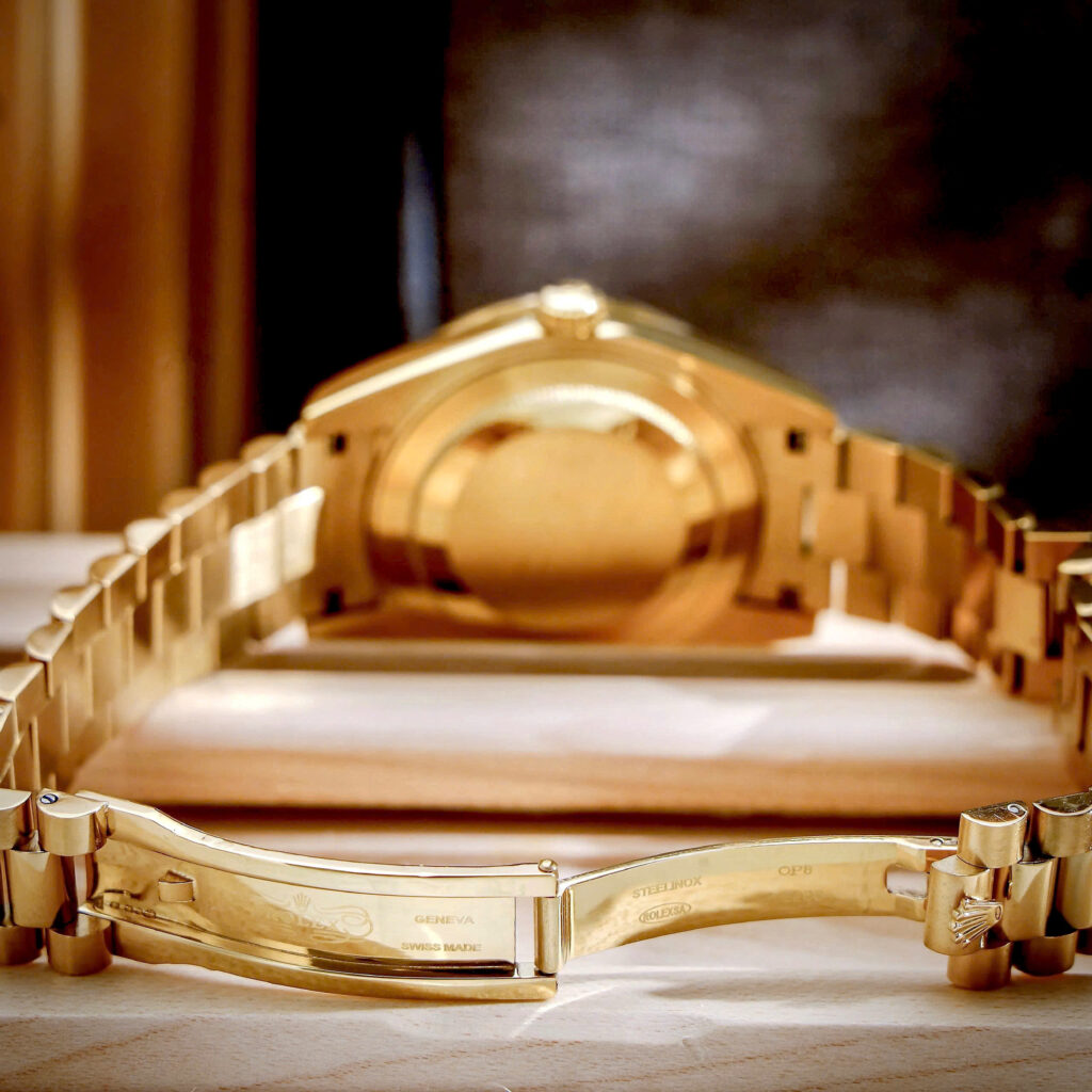 Đồng hồ Rolex Date Date vàng gold nam đính đá máy cơ nhật giá rẻ 40mm