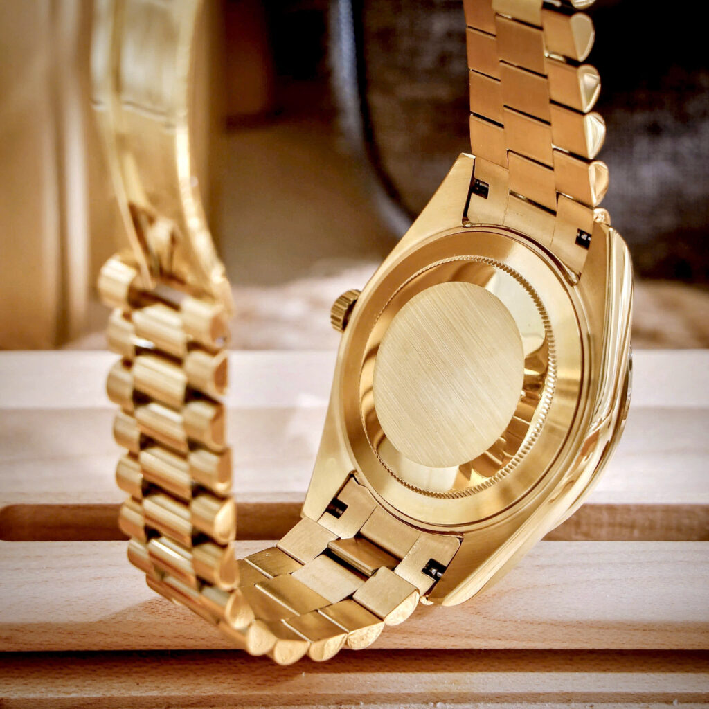 Đồng hồ Rolex Date Date vàng gold nam đính đá máy cơ nhật giá rẻ 40mm