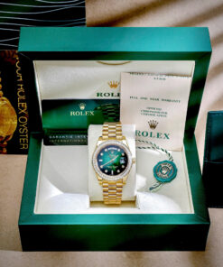 Đồng hồ Rolex Date Date vàng gold nam đính đá máy cơ nhật giá rẻ 40mm