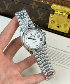 Đồng hồ Rolex Day-Date Rep 1 1 mặt trắng cọc số la mã nặng 186 gram xưởng QF 40mm (2)