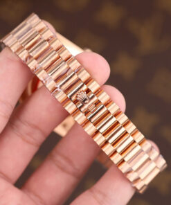 Đồng hồ Rolex Day-Date Rep 11 bọc vàng 18K đính ruby tổng hợp + kim cương moissanite GMF 40mm (2)