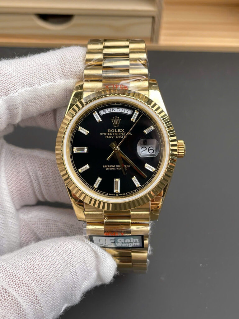 Đồng hồ Rolex Day-Date Replica 11 mặt đen máy cơ Thụy Sỹ nhà máy QF 40mm (2)