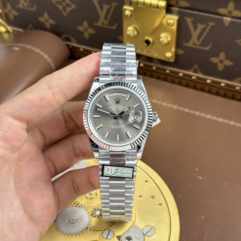 Đồng hồ Rolex Day-Date Replica cao cấp mặt xám nặng 186 grams nhà máy QF 40mm (14)