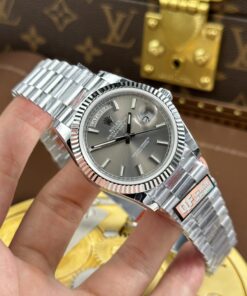 Đồng hồ Rolex Day-Date Replica cao cấp mặt xám nặng 186 grams nhà máy QF 40mm (14)