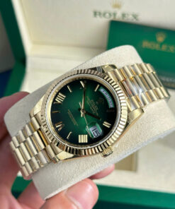 Đồng hồ Rolex Rep 11 Day-Date nam mặt xanh lá cây ombre nặng 186 gram xưởng QF 40mm (2)