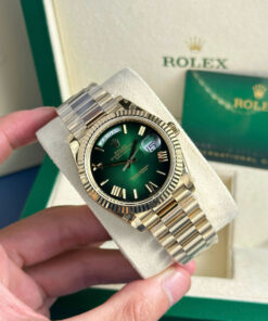 Đồng hồ Rolex Rep 11 Day-Date nam mặt xanh lá cây ombre nặng 186 gram xưởng QF 40mm (2)