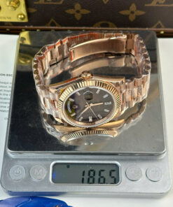 Đồng hồ Rolex chế tác Day-Date nam mặt nâu nặng 186 gram nhà máy QF 40mm (1)