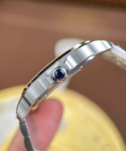 Đồng hồ nam Cartier Santos Rep 1 1 mặt lộ cơ viền vàng nhà máy MLF 39 (1)