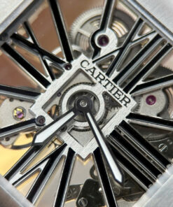 Đồng hồ nam Cartier Santos Rep 11 mặt lộ cơ viền đen nhà máy MLF 39 (2)