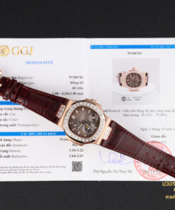 Đồng hồ nam Patek Philippe Nautilus 5724R Chế Tác bọc vàng thật + đính kim cương moissanite nhà máy GR 40mm (2)