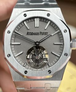 Đồng hồ nam Rep 11 Audemars Piguet Royal Oak Sellfwinding Flying Tourbillon 26530TI mặt xám dây kim loại 41mm (2)