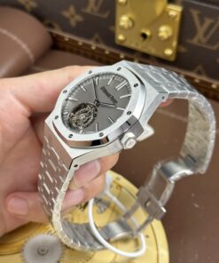Đồng hồ nam Rep 11 Audemars Piguet Royal Oak Sellfwinding Flying Tourbillon 26530TI mặt xám dây kim loại 41mm (2)