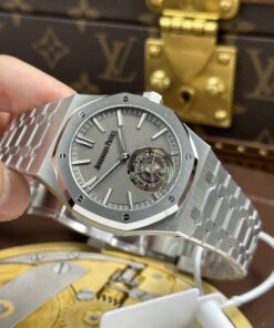 Đồng hồ nam Rep 11 Audemars Piguet Royal Oak Sellfwinding Flying Tourbillon 26530TI mặt xám dây kim loại 41mm (2)