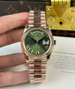 Đồng hồ nam Replica 11 Rolex Day-Date mặt xanh lá cây nặng 186 gram nhà máy QF 40mm (2)