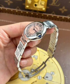 Đồng hồ nữ Cartier Ballon Bleu Rep 11 mặt hồng dây kim loại nhà máy AF 33mm (2)
