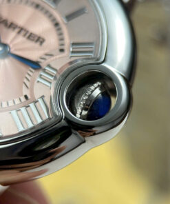 Đồng hồ nữ Cartier Ballon Bleu Rep 11 mặt hồng dây kim loại nhà máy AF 33mm (2)