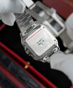 Đồng hồ nữ Cartier Santos Replica 11 mặt trắng xanh dương dây kim loại nhà máy BV 35 (2)