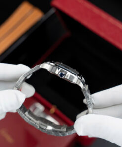 Đồng hồ nữ Cartier Santos Replica 11 mặt trắng xanh dương dây kim loại nhà máy BV 35 (2)