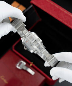 Đồng hồ nữ Cartier Santos Replica 11 mặt trắng xanh dương dây kim loại nhà máy BV 35 (2)