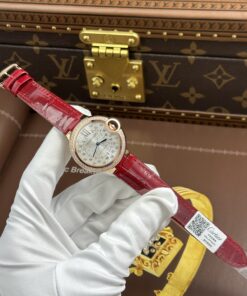 Đồng Hồ Cartier Ballon Bleu WJBB0033 Replica 11 nữ mạ vàng hồng viền đính đá xưởng AF 33mm (2)
