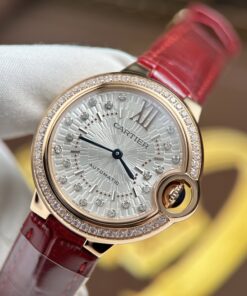 Đồng Hồ Cartier Ballon Bleu WJBB0033 Replica 11 nữ mạ vàng hồng viền đính đá xưởng AF 33mm (2)