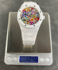 Đồng hồ Audemars Piguet 15500 Sunflower Replica 11 vỏ gốm trắng họa tiết bông hoa cười xưởng APS 41mm (2)