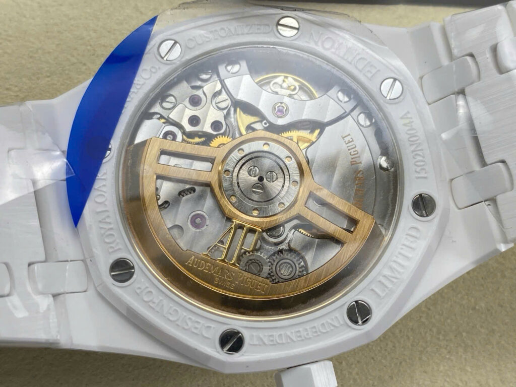 Đồng hồ Audemars Piguet 15500 Sunflower Replica 11 vỏ gốm trắng họa tiết bông hoa cười xưởng APS 41mm (2)