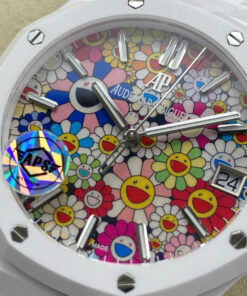 Đồng hồ Audemars Piguet 15500 Sunflower Replica 11 vỏ gốm trắng họa tiết bông hoa cười xưởng APS 41mm (2)