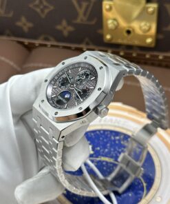Đồng hồ Audemars Piguet Rep 11 Royal Oak Perpetual Calendar 26574ST mặt xám dây kim loại 41mm (2)
