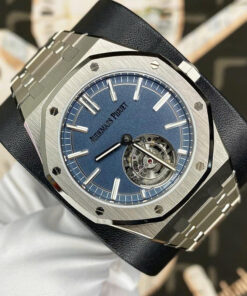 Đồng hồ Audemars Piguet Rep 11 Royal Oak Selfwinding Flying Tourbillon 26730TI mặt xanh phun cát 41mm (8)