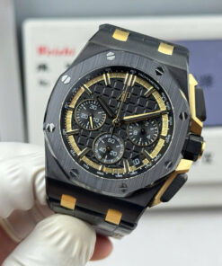Đồng hồ Audemars Piguet Replica 11 Royal Oak Offshore Chronograph 26420CE vỏ gốm đen dây da nhà máy LS 43mm (2)
