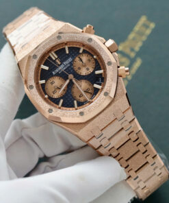 Đồng hồ Audemars Piguet Royal Oak Chronograph Frosted Gold 26240 Rep 11 mặt xanh dương nhà máy APS 41mm (1)