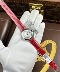 Đồng hồ Cartier Ballon Bleu Rep 11 dây da đỏ máy cơ tự động xưởng AF 33mm (2)