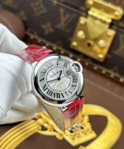 Đồng hồ Cartier Ballon Bleu Rep 11 dây da đỏ máy cơ tự động xưởng AF 33mm (2)