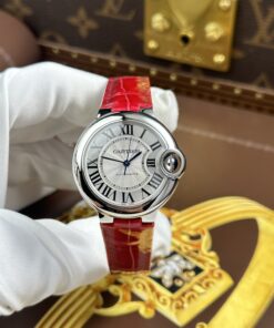 Đồng hồ Cartier Ballon Bleu Rep 11 dây da đỏ máy cơ tự động xưởng AF 33mm (2)
