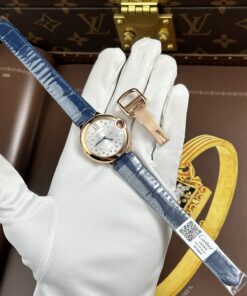 Đồng hồ Cartier Ballon Bleu WGBB0052 Replica 11 mạ vàng hồng dây da xưởng AF 33mm (2)