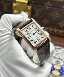 Đồng hồ Cartier Tank Louis Rep 1 1 mặt trắng mạ vàng hồng máy cơ tự động 27.8×38 (1)