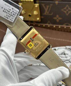 Đồng hồ Cartier Tank Louis Rep 11 mặt trắng dây da màu đen 27.8×38 (2)