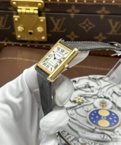 Đồng hồ Cartier Tank Louis Replica 11 mặt trắng dây da màu xám 27.8×38 (2)