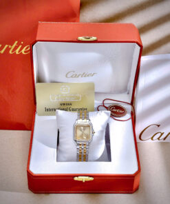 Đồng hồ Cartier nữ Panthere mặt trơn vàng champagne demi đính đá like auth 27x27mm