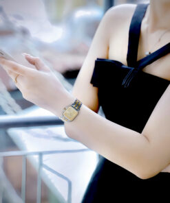 Đồng hồ Cartier nữ Panthere mặt trơn vàng champagne demi đính đá like auth 27x27mm