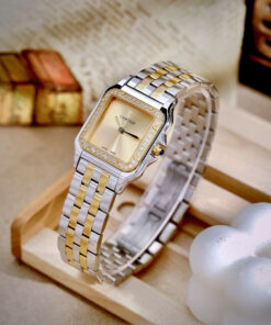 Đồng hồ Cartier nữ Panthere mặt trơn vàng champagne demi đính đá like auth 27x27mm