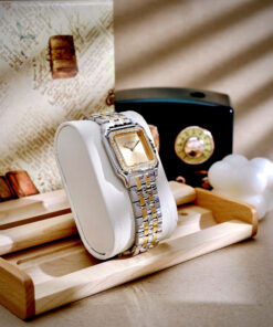 Đồng hồ Cartier nữ Panthere mặt trơn vàng champagne demi đính đá like auth 27x27mm