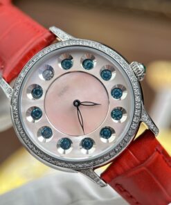 Đồng hồ Fendi Crazy Carats Replica 11 mặt khảm xà cừ hồng viền đính đá 36mm (2)