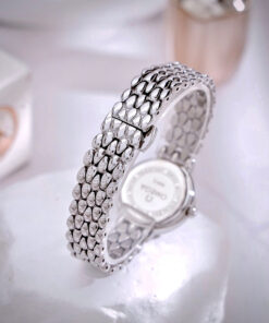 Đồng hồ Omega De Ville nữ dây kim loại mặt xà cừ đính đá like auth 28mm