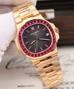 Đồng hồ Patek Philippe Nautilus 5723 Replica 11 bọc vàng hồng 18K đính ruby tổng hợp 40mm (1)