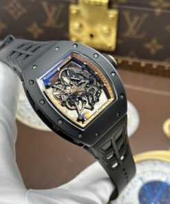Đồng hồ Richard Mille RM055 Rep 11 vỏ gốm viền màu đồng dây cao su xưởng ZF 49.9×42 (1)