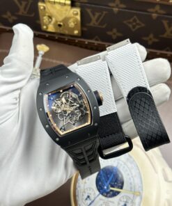 Đồng hồ Richard Mille RM055 Rep 11 vỏ gốm viền màu đồng dây cao su xưởng ZF 49.9×42 (1)