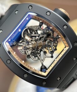 Đồng hồ Richard Mille RM055 Rep 11 vỏ gốm viền màu đồng dây cao su xưởng ZF 49.9×42 (1)