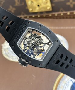 Đồng hồ Richard Mille RM055 Rep 11 vỏ gốm viền trắng dây cao su xưởng ZF 49.9×42 (1)